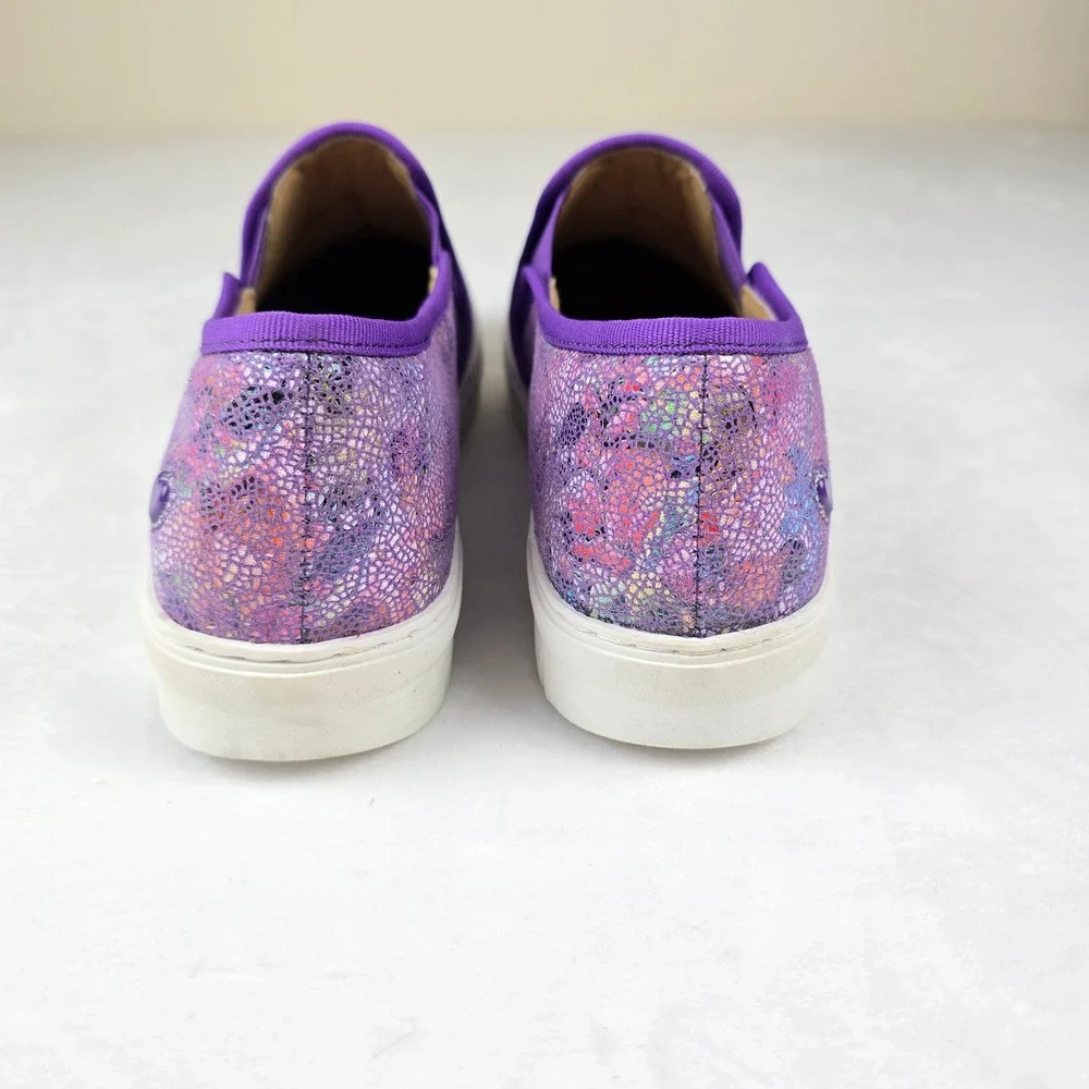 Nurse Mates Adela Slip On Shoes Womens 10M Purple Floral Print Pillowtop Comfort